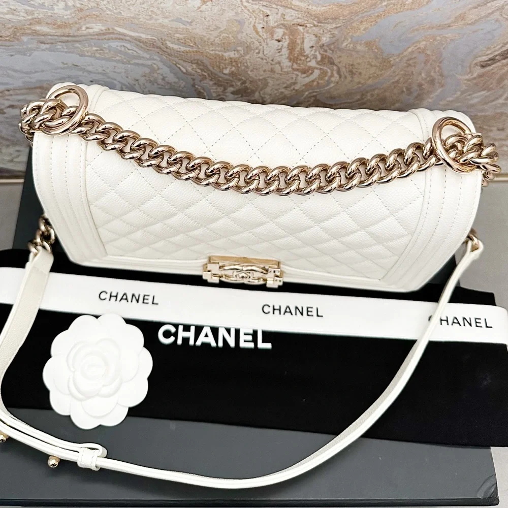 Chanel Caviar Quilted Medium Boy Leather Chain Flap Bag - Picture 4 of 16